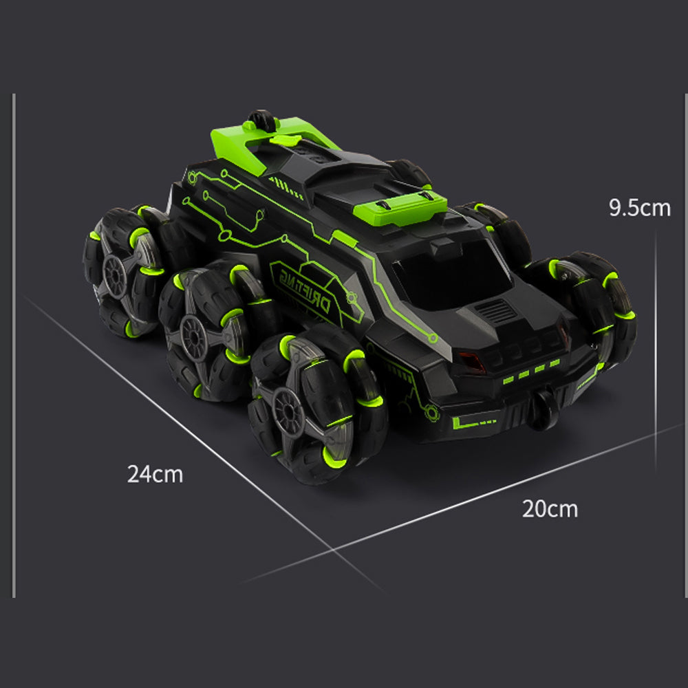 SKYMONSTER JC03 Six Wheel RC Stunt Car,4WD Swing Arm Drift Vehicle,2.4G Double Control Deformation Remote Control Cars with Lighting Spray for Ages 8-13 Kids Toys