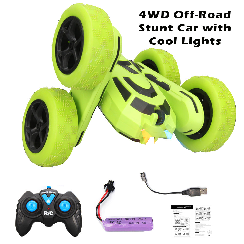 Q176 RC Stunt Car with Cool Lights 4WD Off-Road Vehicle 2.4Ghz Double Sided Remote Control Cars Gift Toy for Kids