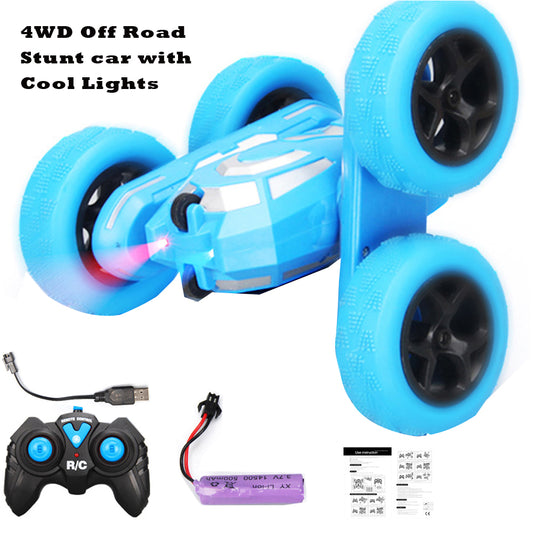 Q176 RC Stunt Car with Cool Lights 4WD Off-Road Vehicle 2.4Ghz Double Sided Remote Control Cars Gift Toy for Kids