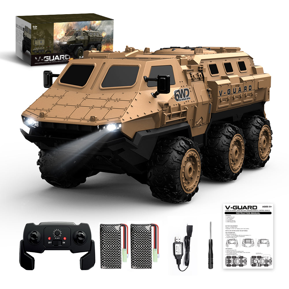 SKYMONSTER 1:16 Military Armored RC Car,6WD 360° Stunt High Speed Army Truck,2.4G Remote Control Climbing Vehicle Toys Gifts for Kids Adult,2 Batteries