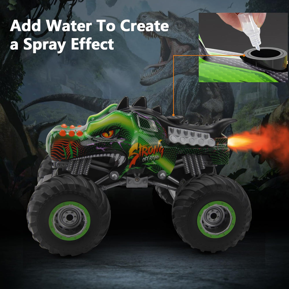1:16 All Terrain Monster Truck, 2.4GHz Electric Stunt RC Car with Music Lights Spray,Remote Control Cars Toys for 8-12 Boys Girl Kids Gift,2 Batteries