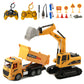 2 in 1 Remote Control Engineering Vehicle for Kids, 1:20 RC Excavator with Lights & Sound, and Rechargeable Dump Truck Toy,for Age 3+ Boys Girls