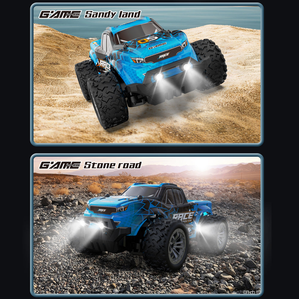 KF24 1:20 RC Car for Kids and Boys,2.4GHZ Remote Control,2WD High-Speed Monster Truck Racing Cars with Lights,Gifts for Christmas,2 Batteries