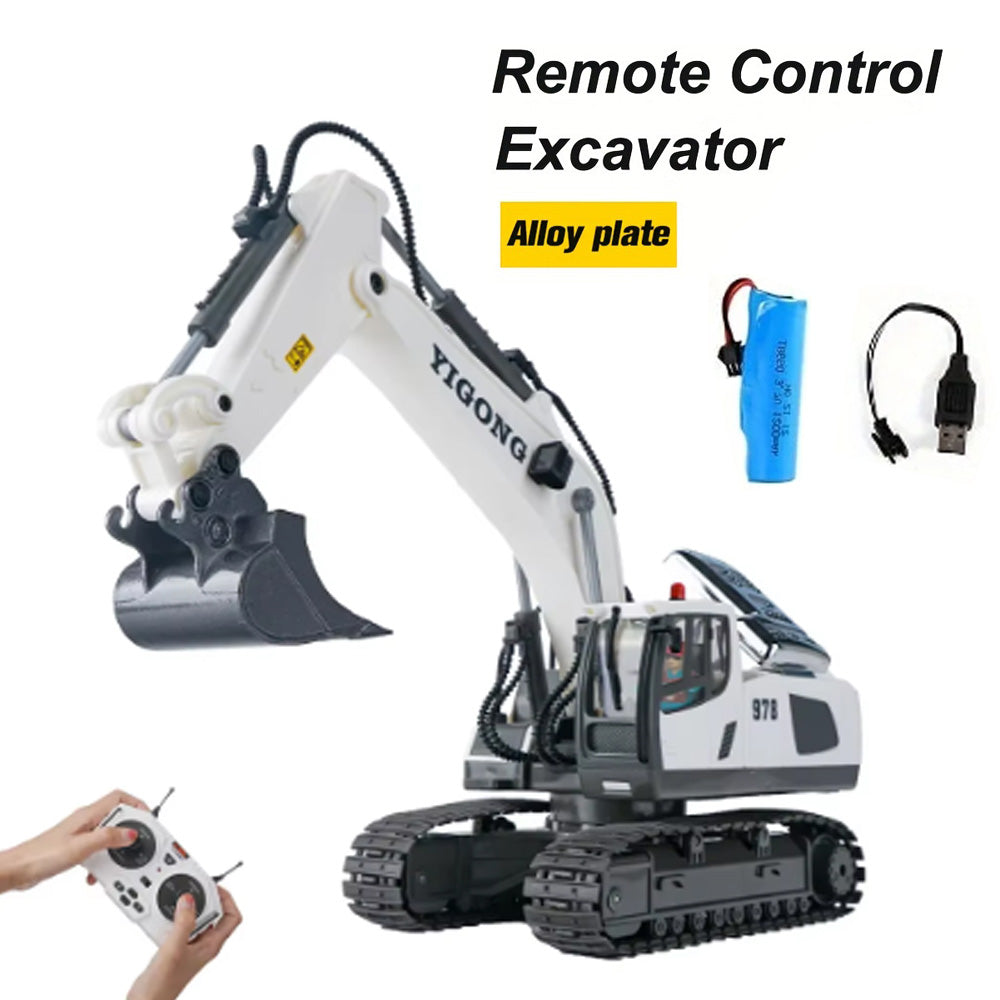 1:20 Remote Control Excavator,11 Channel RC Construction Vehicles Toys,2.4Ghz 680° Rotation Sand Digger Truck with Metal Shovel ,for Boys Kids Age 6+ Year Old