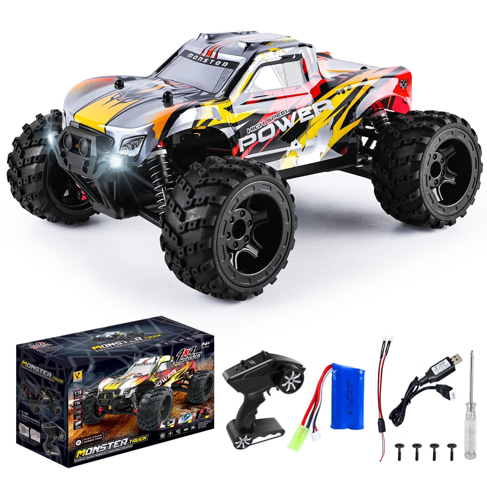 1610 High-Speed 4WD Monster RC Truck, USB Rechargeable Weather-Resistant Off-Road & All-Terrains Ready to Run, Red (No ratings yet)