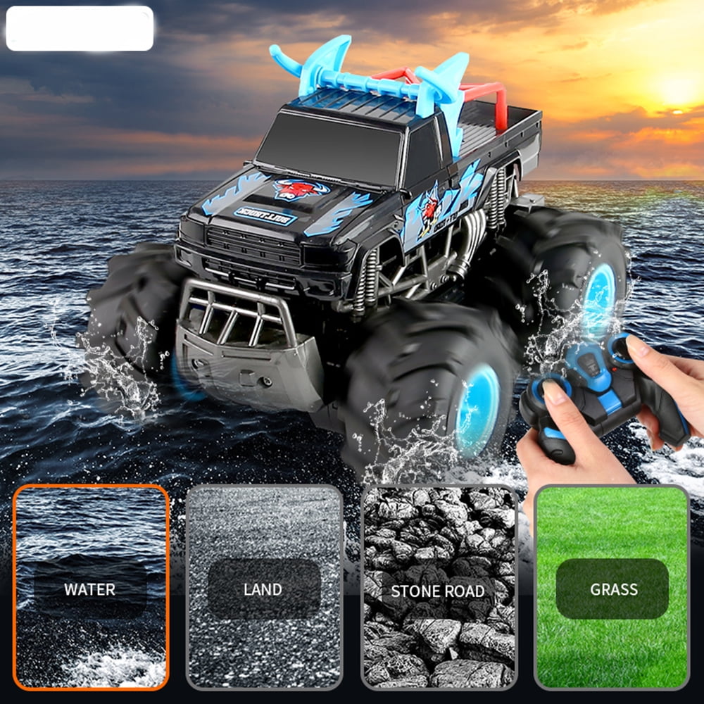 TZDZRC 4WD Amphibious Off-road Climbing Remote Control Cars,2.4G Desert Pull High Speed Stunt Vehicle,Double-sided Driving Waterproof RC Car for Kids Boy Gift