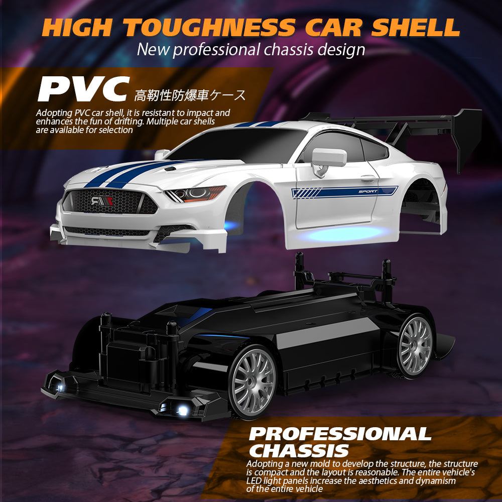 1:24 RC Car 4 Wheel Drive Remote Drift Car RCAE86 20KM/H+ High Speed Racing, 2.4G, PVC Shell, Gun Shaped Remote Control, 4 Roadblocks and High-speed Tires, Christmas Gifts for Adults Kids