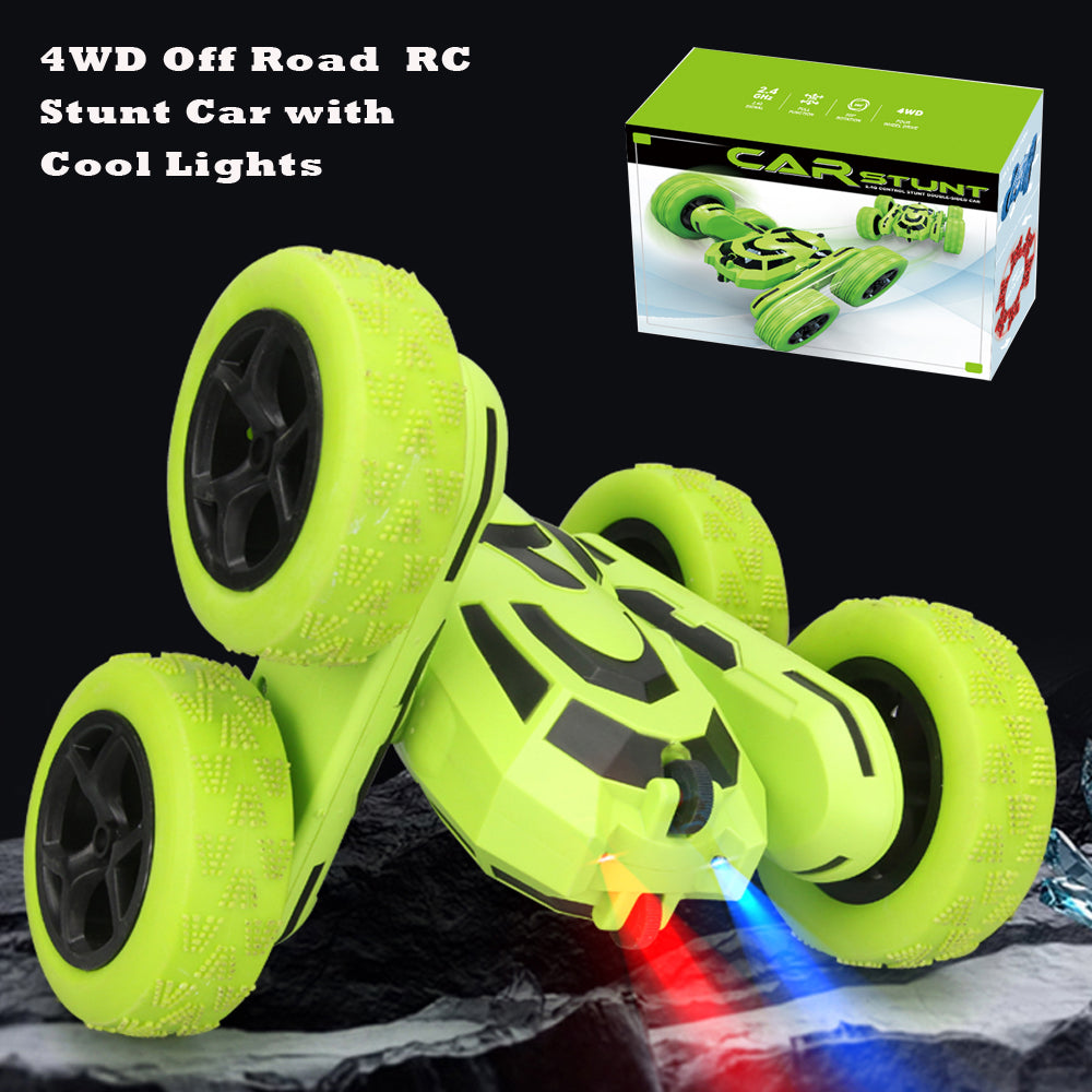 Q176 RC Stunt Car with Cool Lights 4WD Off-Road Vehicle 2.4Ghz Double Sided Remote Control Cars Gift Toy for Kids