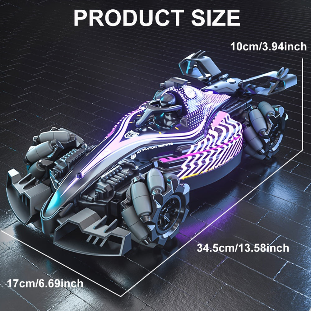 2.4G RC Spray Drift Stunt Car,4WD Racing Car High Speed Vehicle,Dual Gesture Remote Control,4CH Lights Sound,Competitive Toys for Kids Boy Gift
