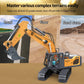 1:20 Inductive Infinite Rotation Remote Control Excavator, 11 Channel RC Construction Vehicle Toys, Rechargeable RC Engineering Car Gifts，2 Battery