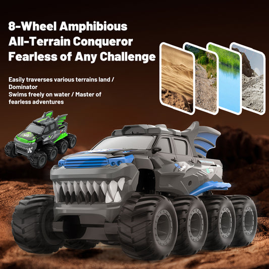 8-Wheel Amphibious Stunt Remote Control Cars,All-Terrain Off-Road RC Car,360° In-place Rotation,2.4G Rock Crawler Monster Truck Toy Gift for Kids Age 8-12