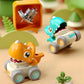 SKYMONSTER Toddler Dinosaur Car Toys for Kids, Press and Go Whistle Truck Educational Toys for Children, 2PC, Green and Red