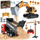 SKYMONSTER 1:22 6-Channel RC Excavator with Light, 6-Channel RC Dump Truck and Crane Tower 3 in 1, 2.4GHz 12 Meters Remote Control Distance, Toys for Children, Christmas Gifts