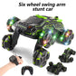 SKYMONSTER JC03 Six Wheel RC Stunt Car,4WD Swing Arm Drift Vehicle,2.4G Double Control Deformation Remote Control Cars with Lighting Spray for Ages 8-13 Kids Toys