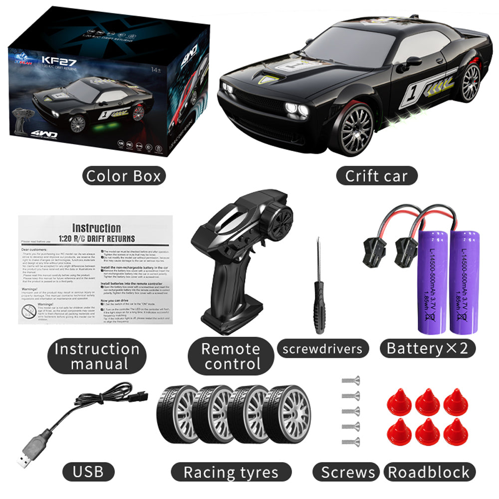 SKYMONSTER 4WD RC Car,KF27 1:20 Scale 2.4GHZ High-Speed Drift,Remote Control with Electronic Locator ,for Adults and Kids,Child Christmas Gifts,2 Battery,Red