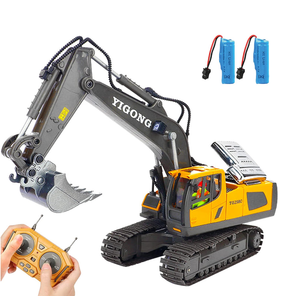SKYMONSTER 1:20 Remote Control Excavator,11 Channel RC Construction Vehicles Toys,2.4Ghz Sand Digger Truck with Metal Shovel 680° Rotation,for Boys Kids Age 6+ Year Old