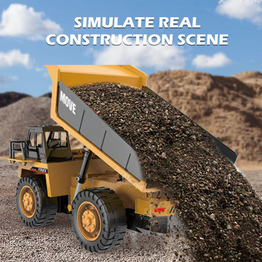 Remote Control Dump Truck Toys,13 Channel 4WD RC Construction Toy Vehicles with Sounds & Lights, 2 Batteries,Christmas Birthday Gifts for Boys Kids Age 3+