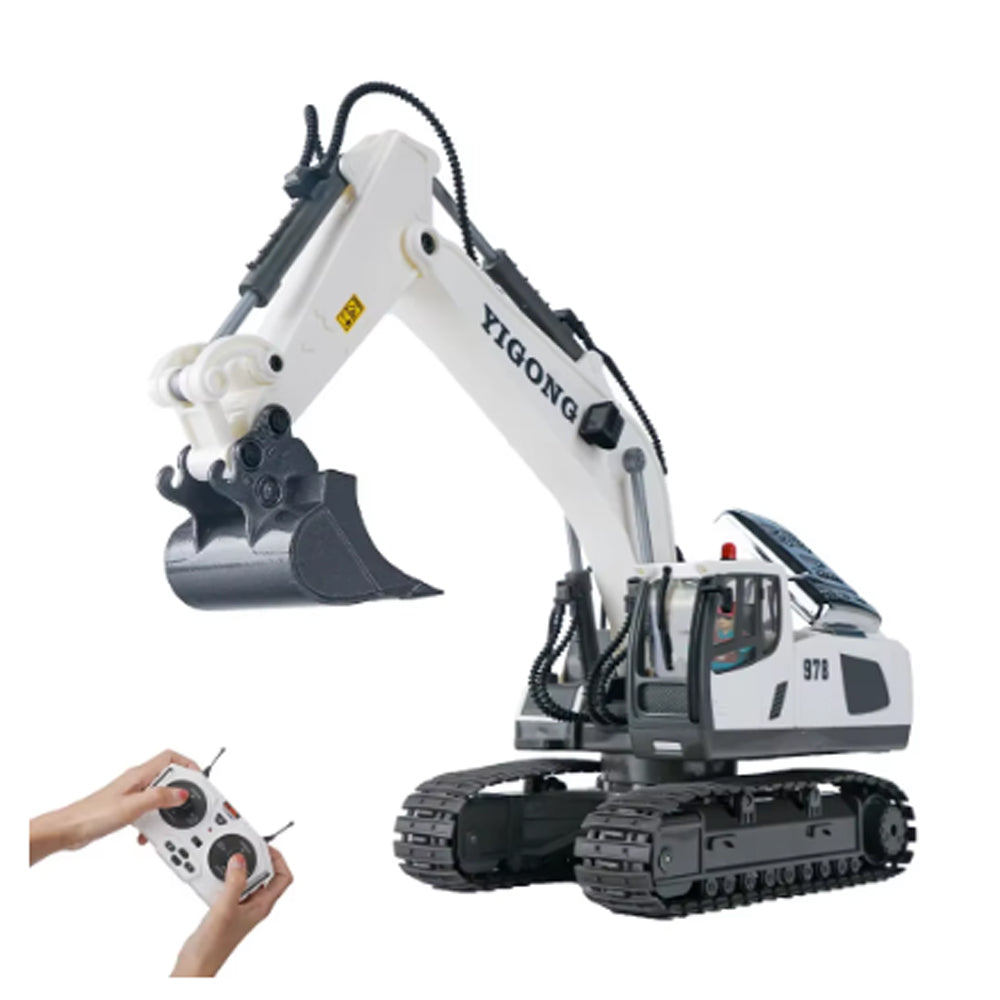 XITZ 1:20 Remote Control Excavator,11 Channel RC Construction Vehicles Toys,2.4Ghz 680° Rotation Sand Digger Truck with Metal Shovel ,for Boys Kids Age 6+ Year Old