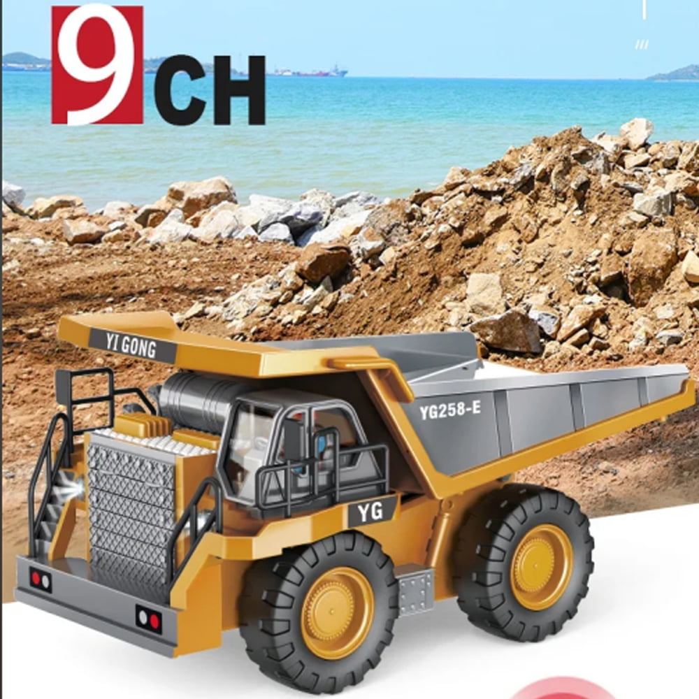 TZDZRC 1047 Children 2.4G, 9CH Remote Control Model Car Toys Dump Truck Vehicle Christmas Birthday Gifts, Battery