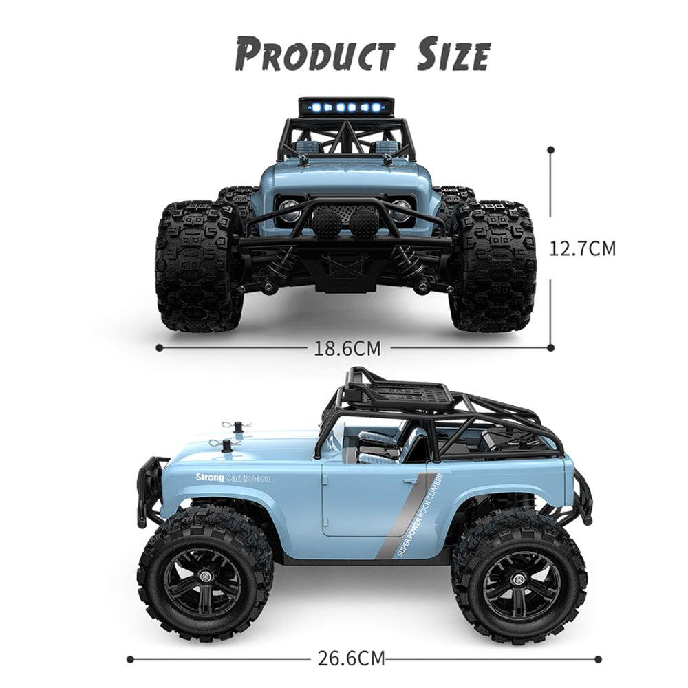 SKYMONSTER 1:18 Remote Control Car,2.4GHz 4WD High-Speed Off-Road Racing Cars,Bigfoot Vehicle for Child, Adults, Beginners,2 Batteries, Blue