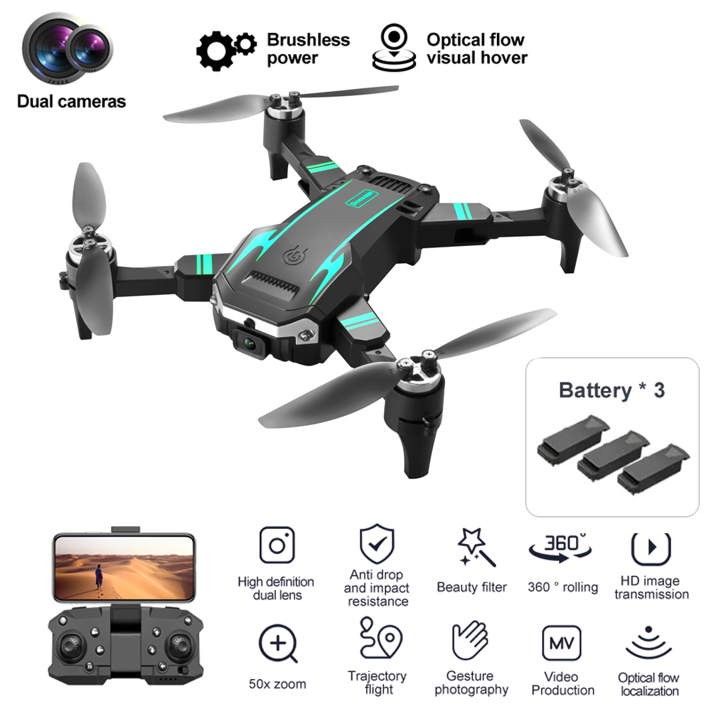 Brushless Motor Four-sided Obstacle Avoidance Fixed Height drone with HD Camera，RC Airplanes，3PC Battery ﻿,S6