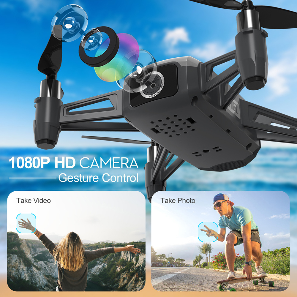 2PC Battery H2 Drone 4k HD Professional WiFi FPV Dual Camera Mini Dron Foldable Quadcopter Airplane RC Helicopter Toys Gifts