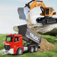 1:22 RC Excavator Dump Truck 2-in-1 Toy Set, 1 to 22 Scale RC Electronic Model, 6-Channel, 12m Remote Control Distance, 3.7V, 500mAh Lithium Battery, Toys for Children