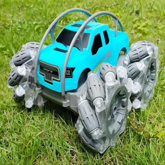 2.4G RC Horizontal Drift Stunt Car with Cool Light, Degree Rotation, 45 Degree Slope Climbing, Spin like a Top, Traverasble Climbing Car, Blue