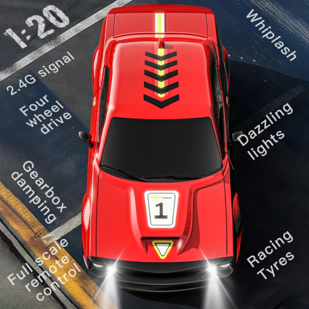 SKYMONSTER 4WD RC Car,KF27 1:20 Scale 2.4GHZ High-Speed Drift,Remote Control with Electronic Locator ,for Adults and Kids,Child Christmas Gifts,2 Battery,Red