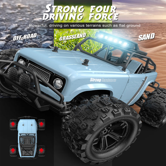 SKYMONSTER 1:18 Remote Control Car,2.4GHz 4WD High-Speed Off-Road Racing Cars,Bigfoot Vehicle for Child, Adults, Beginners,2 Batteries, Blue
