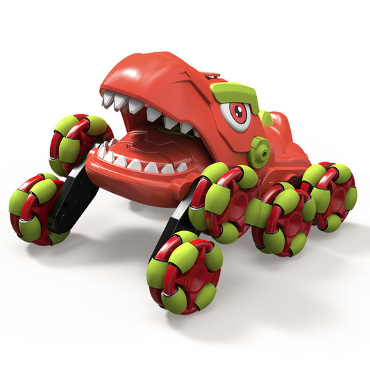 XITZ Remote Control Dinosaur Car,2.4G Stunt Vehicle with Spray,Cool LED Lights& Sound,360° Rotation Drifting RC Monster Trucks Toy Gift for Kids Boys Girls
