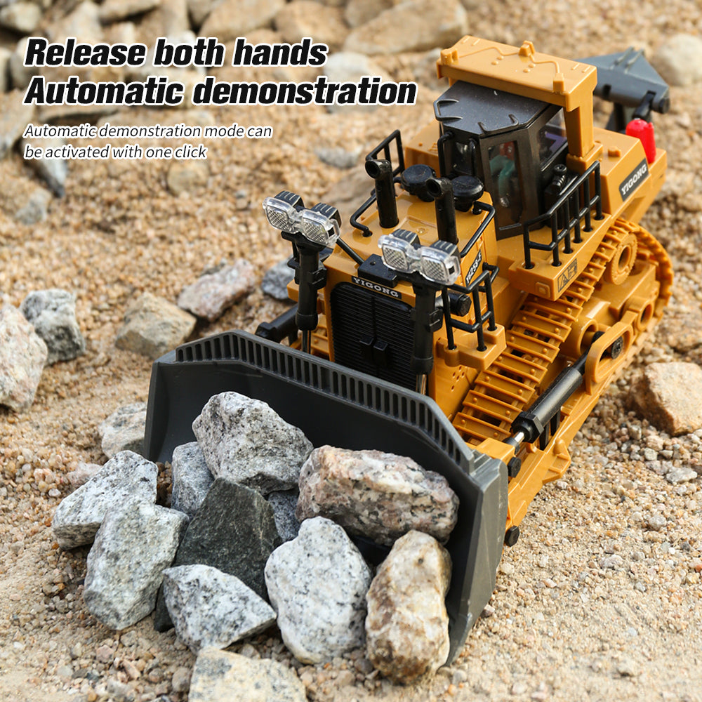 9-Channel Metal RC Bulldozer,Construction Remote Control Play Toys wit ...