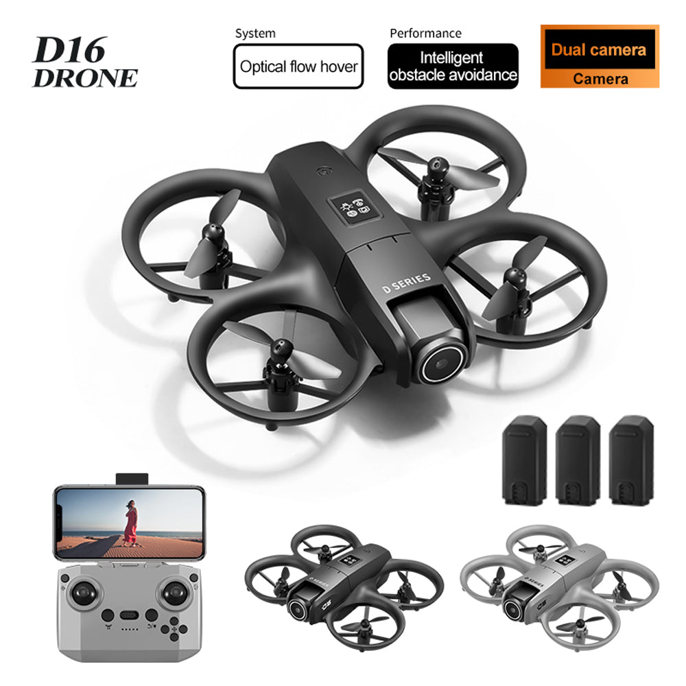 D16 Mini RC Drone,8K HD 180 ° Remote Control Dual Camera Aircraft ,360° Obstacle Avoidance,Optical Flow Hover,WiFi Quadcopter Gift Toys for Kids Adult