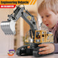 TZDZRC 14 Channel Remote Control Excavator,1:14 2.4GHz RC Digger with Lights & Sound,680° Rotating Spray Digging Construction Vehicle Toy,for Age 3+ Kids
