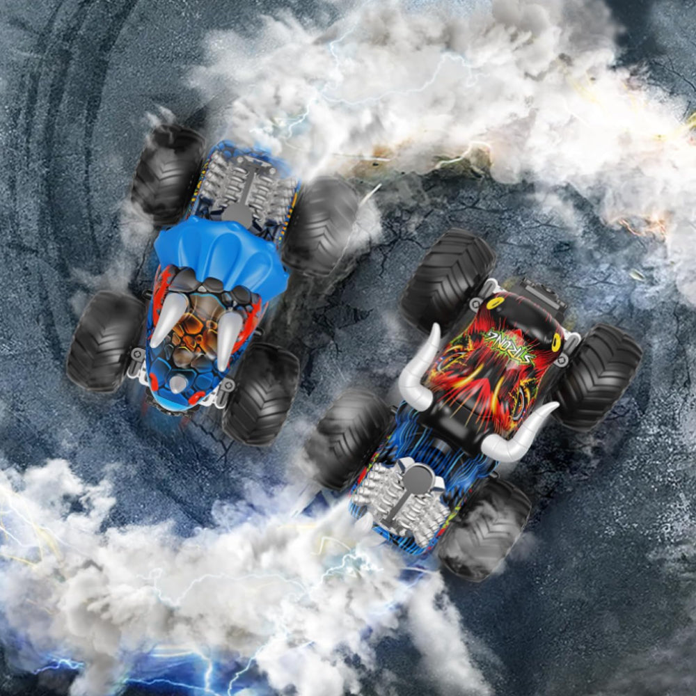 1:16 Remote Control Monster Trucks,2.4GHz Multi-Terrain Off-Road Cars with Music Lights Spray,for Boys Ages 4-7 8-13 Kids Birthday Gift Toy RC Car