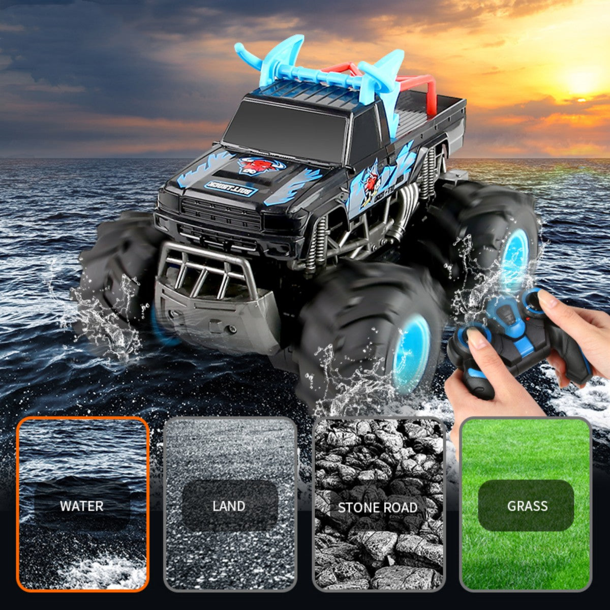 Xitz Q135 Remote Control Car for Kids RC Car Body Waterproofing Suitable for All Terrain 4WD Off-Road rc trucks Gifts Presents for Boys/Girls Ages 6+,2Batteries