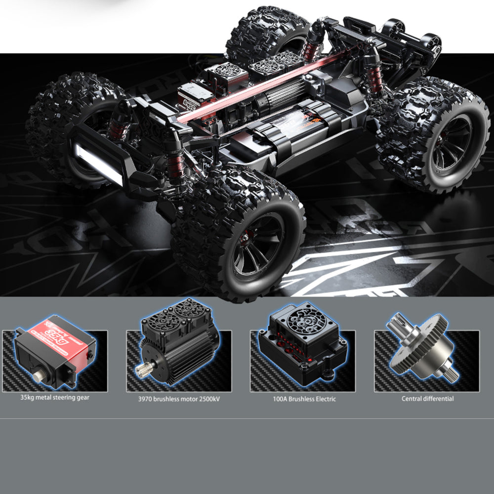 MJX 1:10 Brushless Remote Control Car,4WD Big Foot High-Speed Off-Road Vehicle, with 3S 5200mAh Lipo Battery for Adult,Ages 8-13 Kids Gift Toy RC Cars