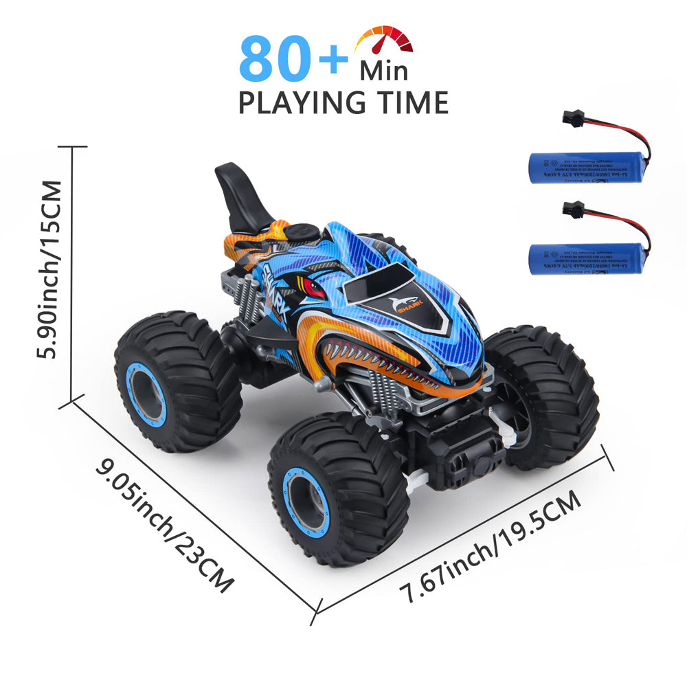 1:16 All Terrain Monster Truck, 2.4GHz Electric Stunt RC Car with Music Lights Spray,Remote Control Cars Toys for 8-12 Boys Girl Kids Gift,2 Batteries