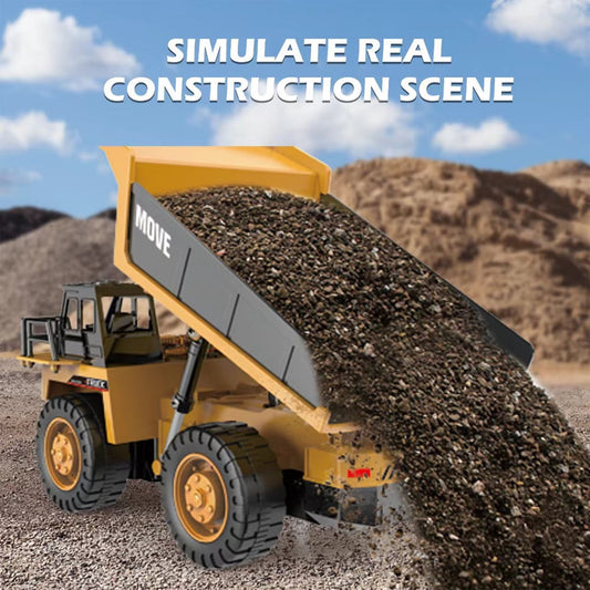 Remote Control Dump Truck Toys,13 Channel 4WD RC Construction Toy Vehicles with Sounds & Lights, 2 Batteries,Christmas Birthday Gifts for Boys Kids Age 3+