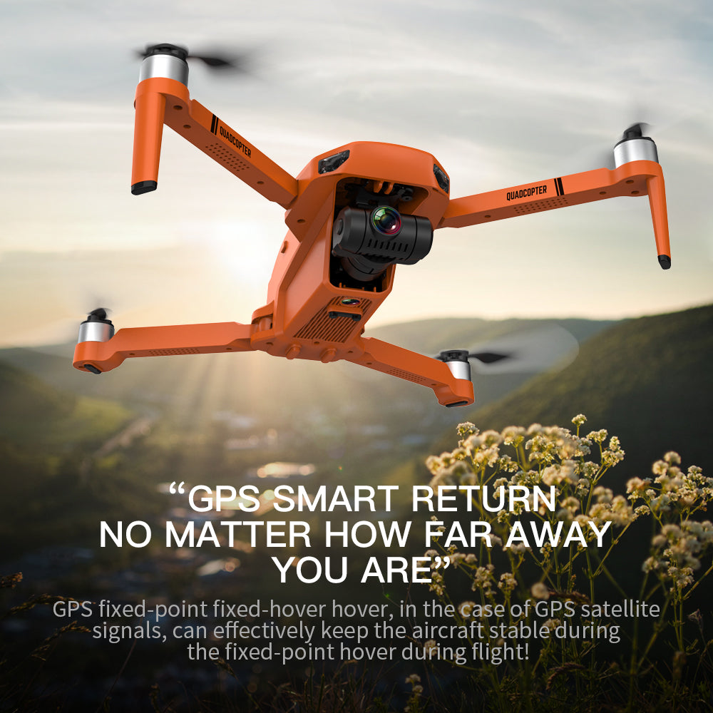 Xitz Drone KF102 with 1080P HD Camera for Adults and Beginners,2-Axis Gimbal,Brushless GPS Drone 2 Batteries,Orange