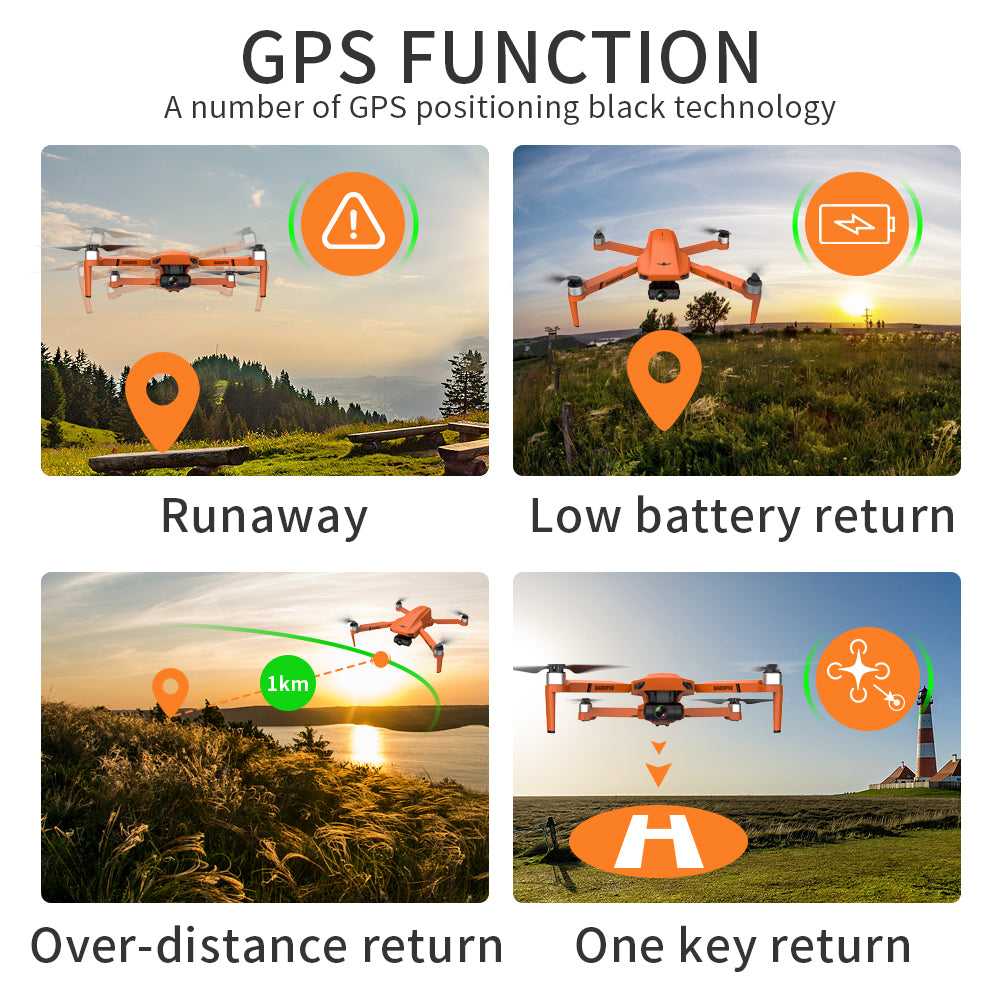Xitz Drone KF102 with 1080P HD Camera for Adults and Beginners,2-Axis Gimbal,Brushless GPS Drone 2 Batteries,Orange