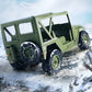 1:14 RC 4WD Off Road Jeep, 2 LED Headlights, 2.4GHz All Terrain, 15+Km/h, 50 Meters RC Distance, 2G 5-Wire Servo, Remote Control Climbing Vehicle, Green