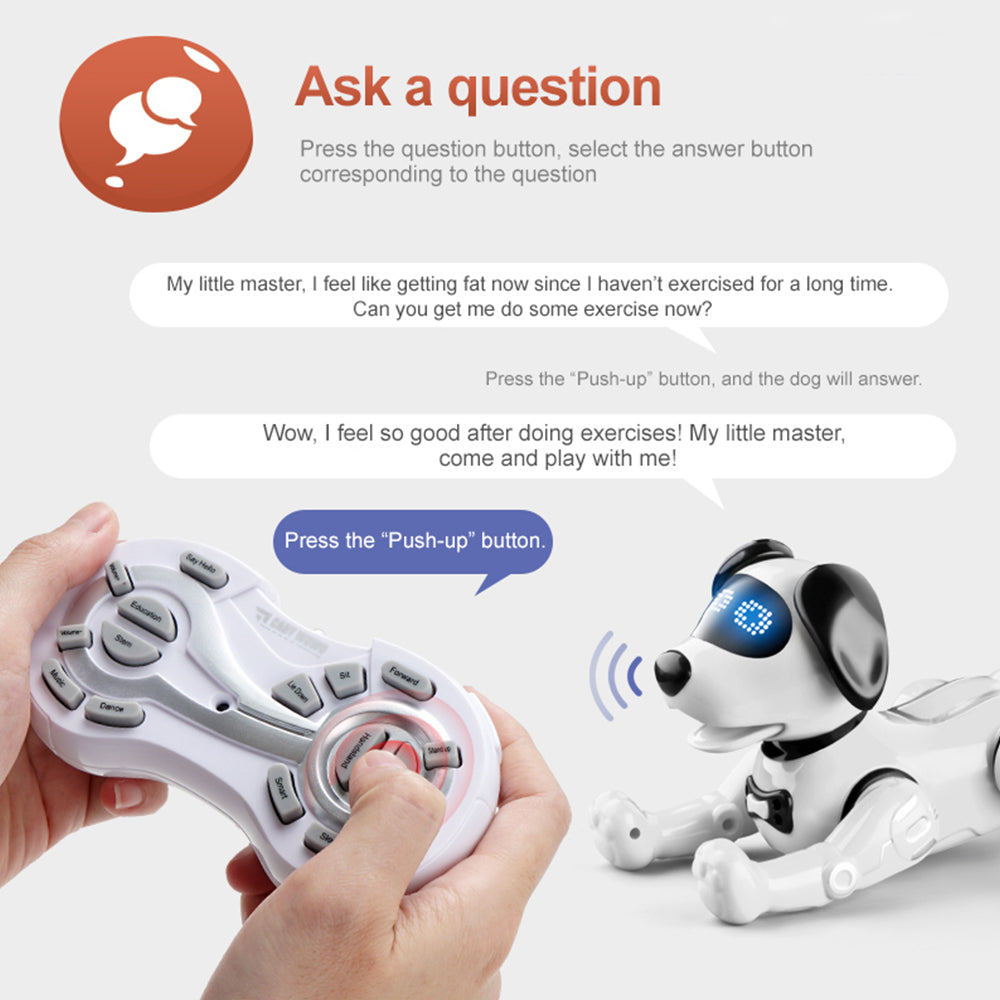 TZDZRC Funny RC Robot Dog,Touch-Sense Music Song Walking Dancing Animal Remote Control Stunt Dog,Smart Talking Programming Interactive Pet for Boy Girls Kids Toys