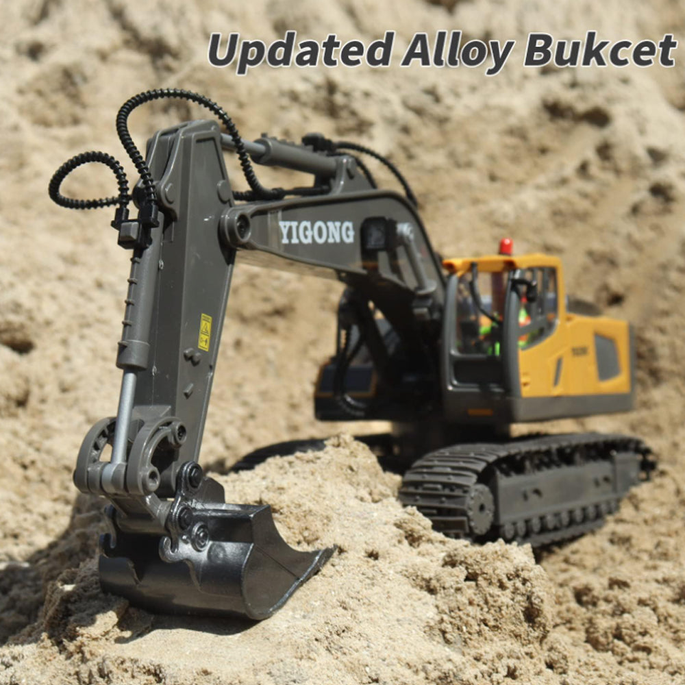 SKYMONSTER 1:20 Remote Control Excavator,11 Channel RC Construction Vehicles Toys,2.4Ghz Sand Digger Truck with Metal Shovel 680° Rotation,for Boys Kids Age 6+ Year Old
