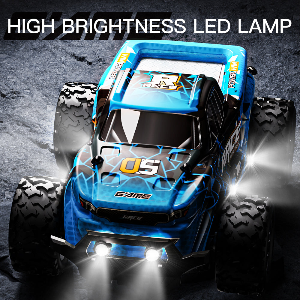 KF24 1:20 RC Car for Kids Boys,2.4GHZ Remote Control,2WD High-Speed Monster Truck Racing Cars with Lights,Gifts for Birthday,2 Batteries