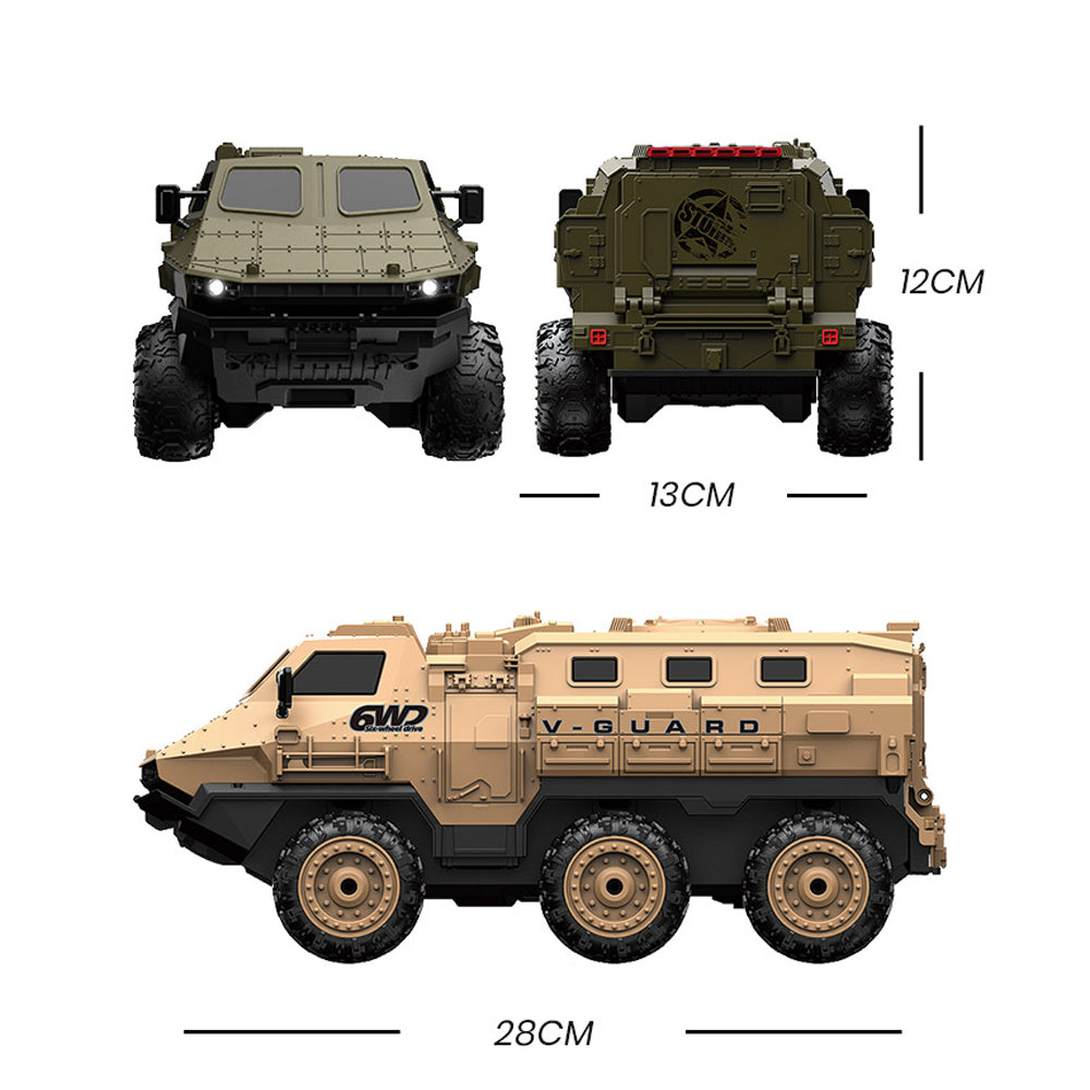 SKYMONSTER 1:16 Military Armored RC Car,6WD 360° Stunt High Speed Army Truck,2.4G Remote Control Climbing Vehicle Toys Gifts for Kids Adult,2 Batteries
