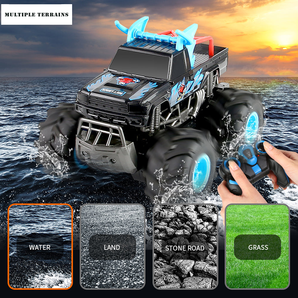XITZ 4WD Amphibious Off-road Climbing Remote Control Cars,2.4G Desert Pull High Speed Stunt Vehicle,Double-sided Driving Waterproof RC Car for Kids Boy Gift