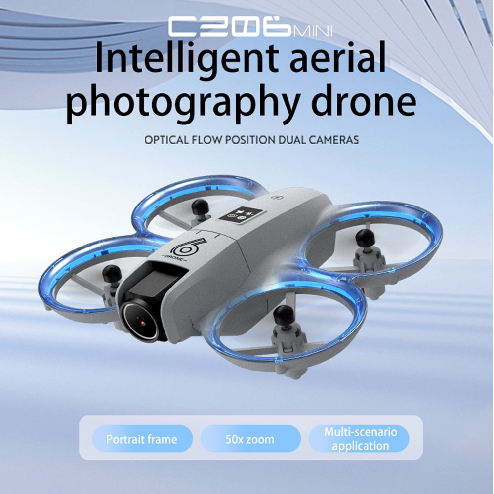 Mini RC Drone with 4K HD Dual Camera, FPV RC LED Quadcopter for Adults and Kids with 3 Batteries, Gray