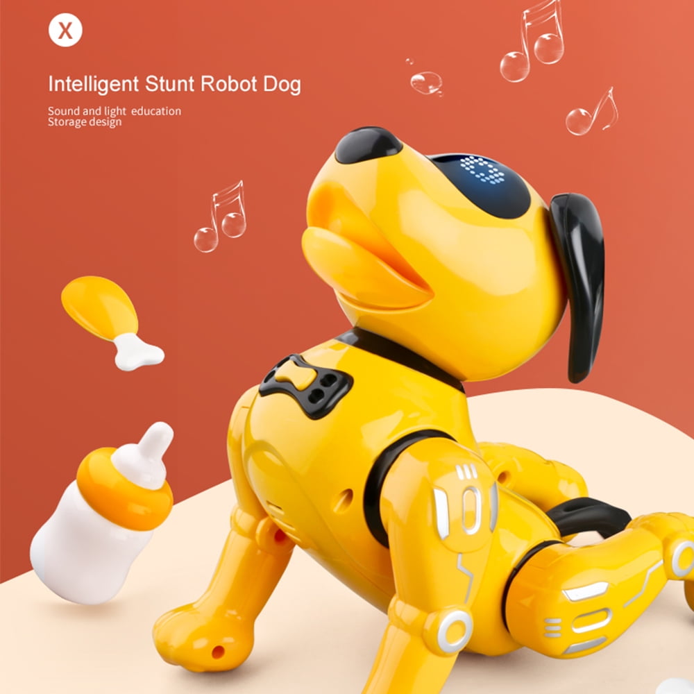 Funny RC Robot Dog,Touch-sense Music Song Walking Dancing Animal Remote Control Stunt Dog,Smart Talking Programming Interactive Pet for Boy Girls Kids Toys
