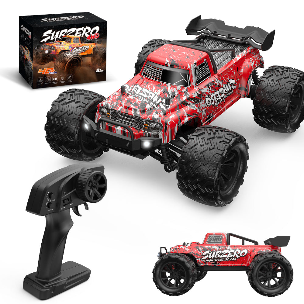 9500E 1:16 High-Speed RC Car,40 km/h 4WD RC Racing Truck for Kids Adults,off-Road All Terrain Vehicle with 2 Rechargeable Battery,Red